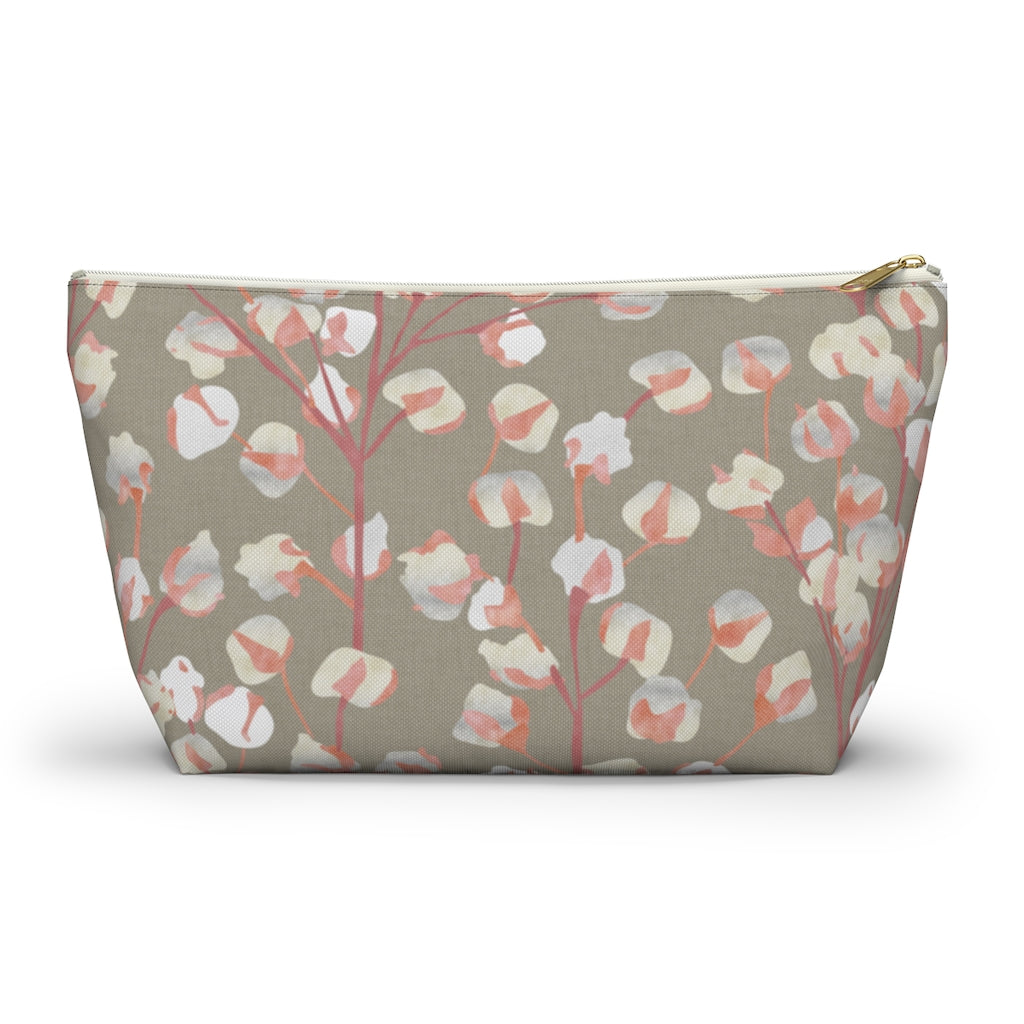 Cotton Branch Accessory Pouch w T-bottom in Pink