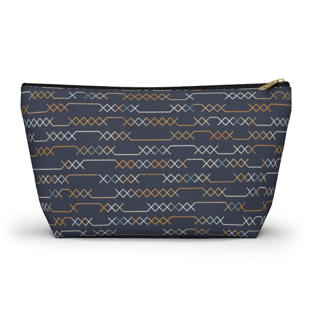 Santa Fe Stitch Accessory Pouch w T-bottom in Navy