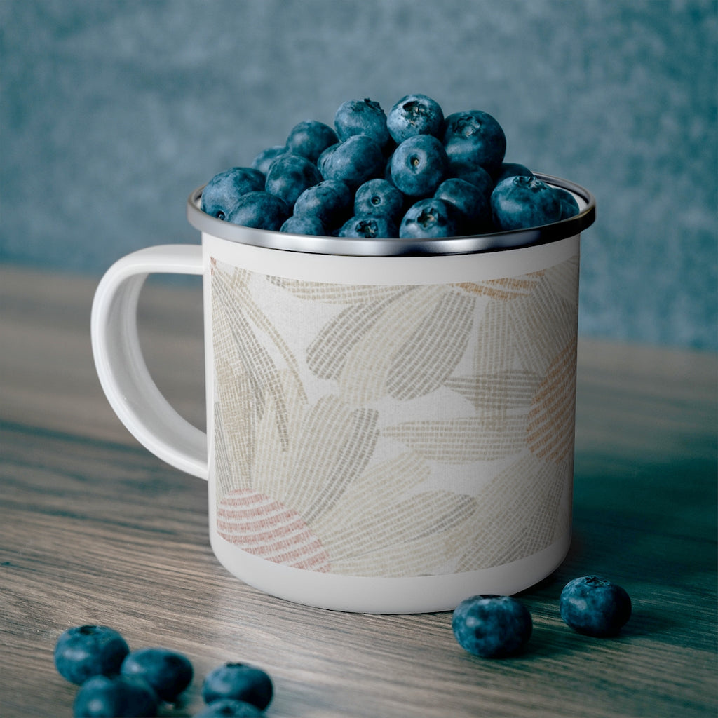 Daisy Chain Code Enamel Mug in Brown