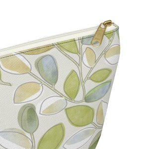 Cherry Plum Leaves Accessory Pouch w T-bottom in Green