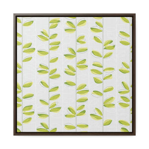 Watercolor Leaf Vines Framed Gallery Wrap Canvas in Green