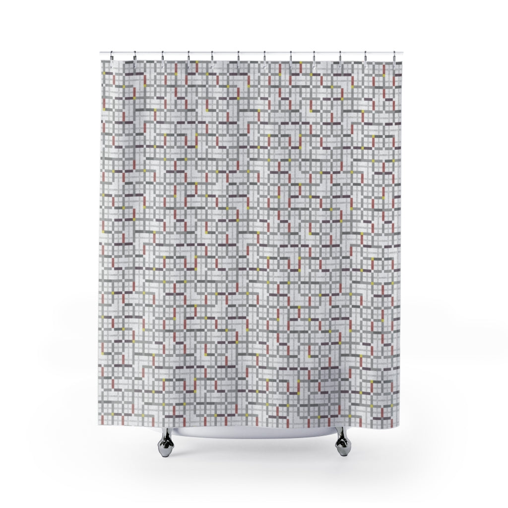 Modern Tartan Shower Curtain in Gray