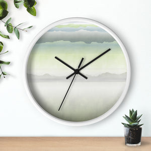 Watercolor Mountains Wall Clock in Green