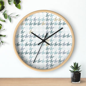 Plaid Houndstooth Wall Clock in Aqua