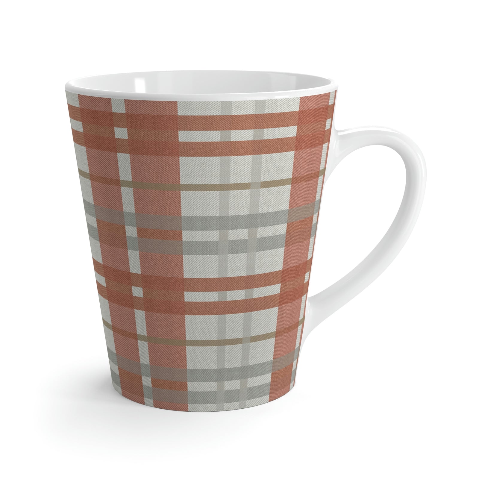 Tartan Latte Mug in Coral