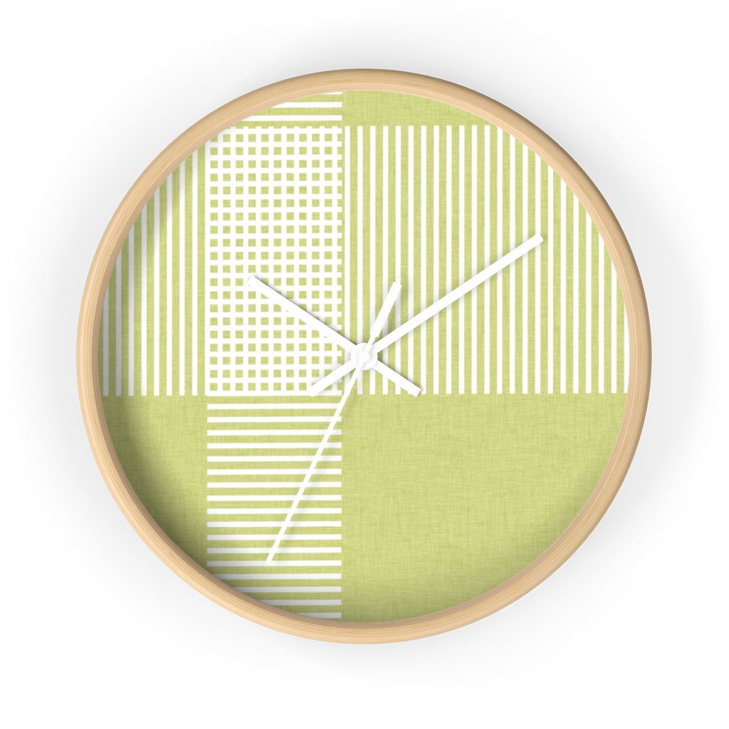 Circle Plaid Wall Clock in Lime