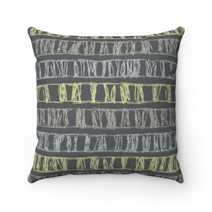 Sketch Stripe Square Throw Pillow in Gray