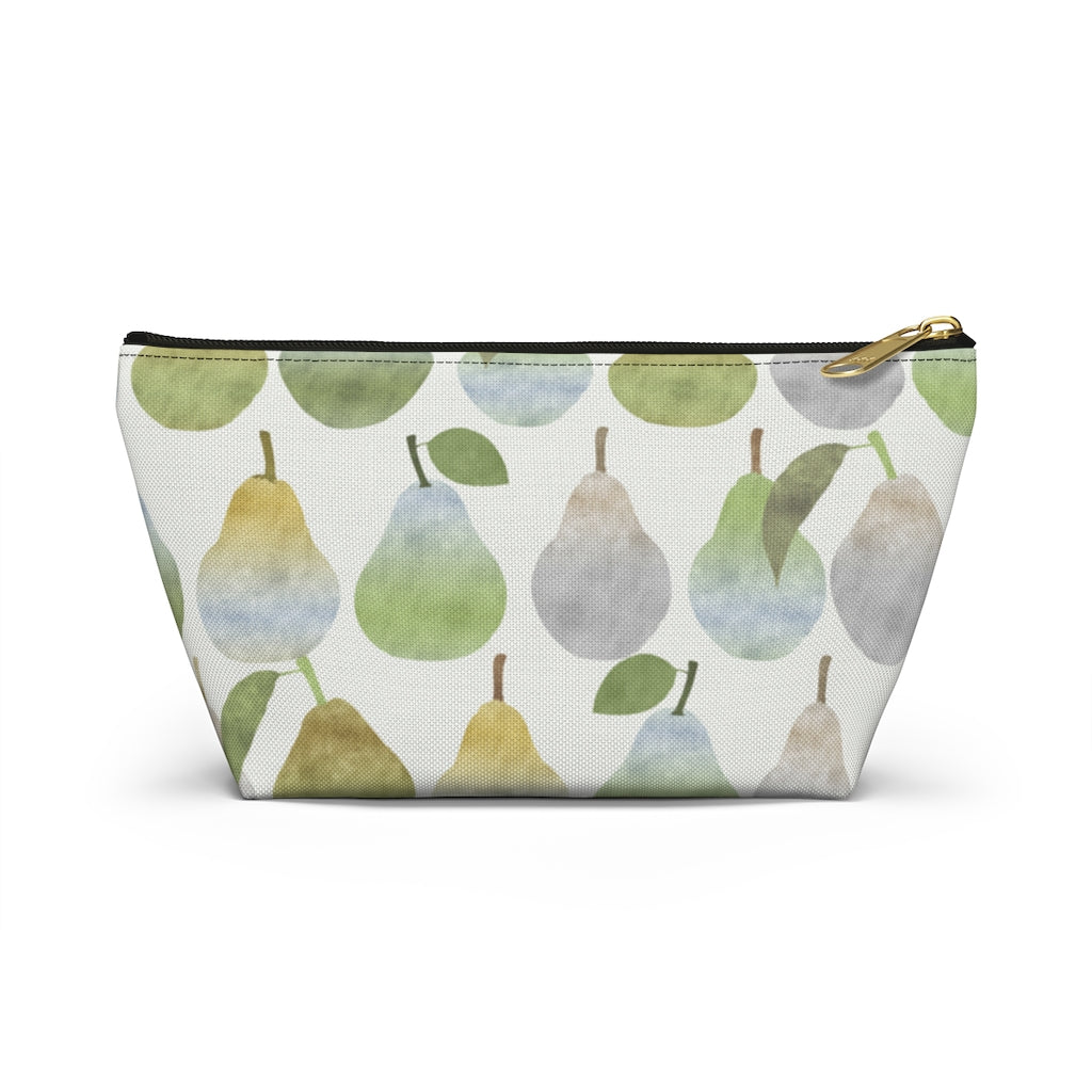 Watercolor Pears Accessory Pouch w T-bottom in Green