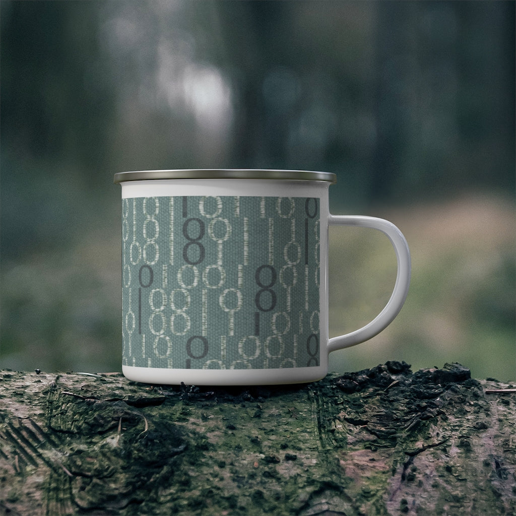 Railroad Code Enamel Mug in Aqua