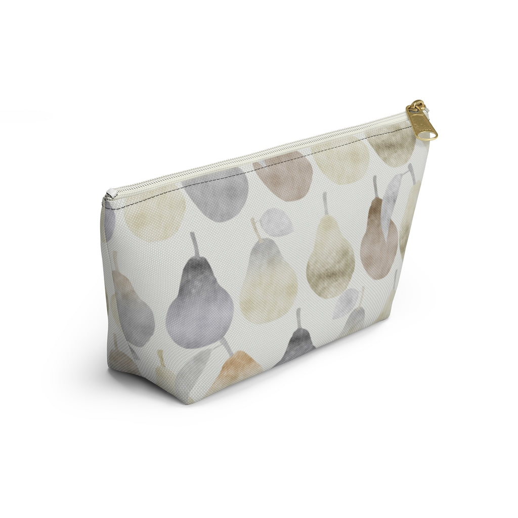 Watercolor Pears Accessory Pouch w T-bottom in Cream