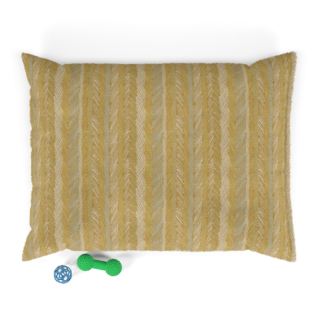 Cross Hatch Stripe Pet Bed in Gold