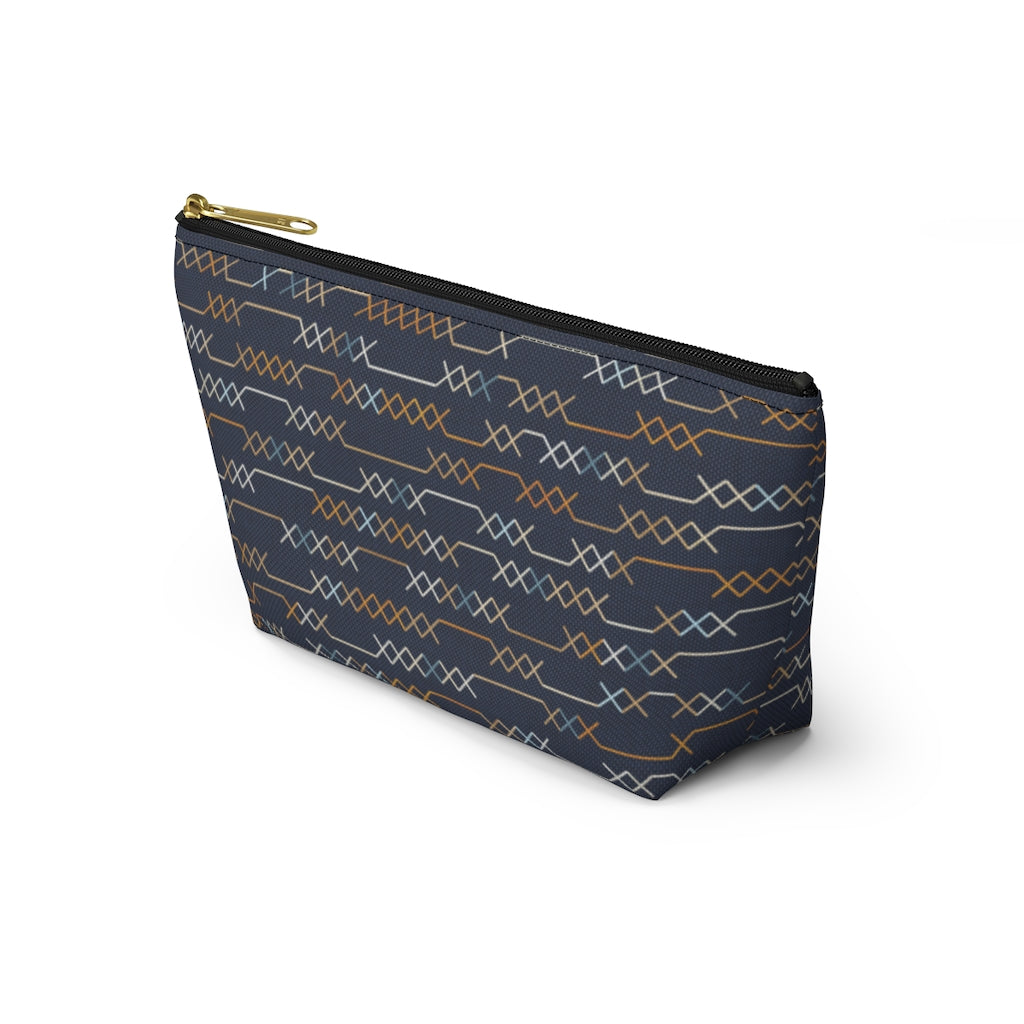 Santa Fe Stitch Accessory Pouch w T-bottom in Navy