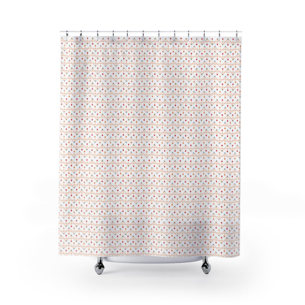 Polka Dot Chevron Shower Curtain in Red