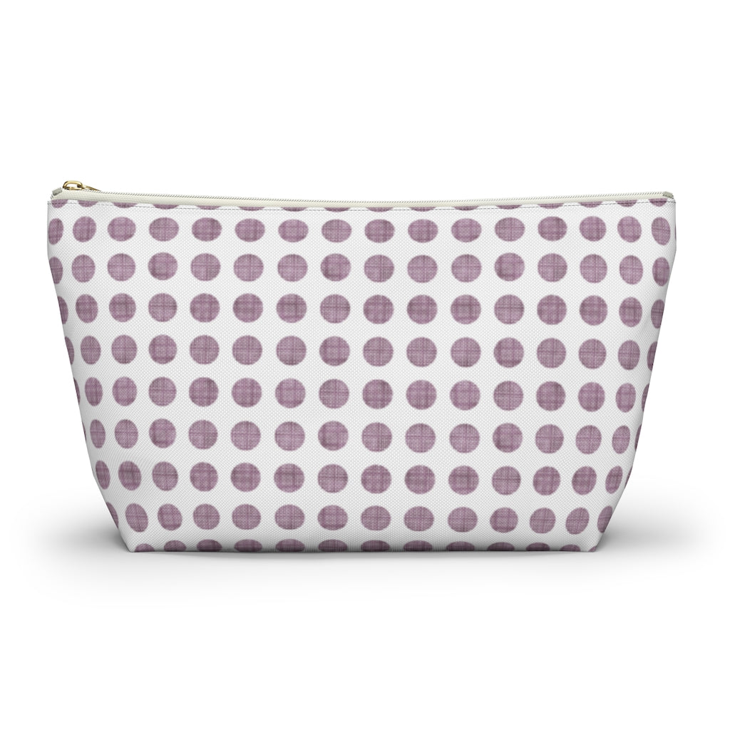 Textured Polka Dots Accessory Pouch w T-bottom in Purple