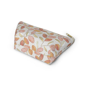 Cherry Plum Leaves Accessory Pouch w T-bottom in Coral