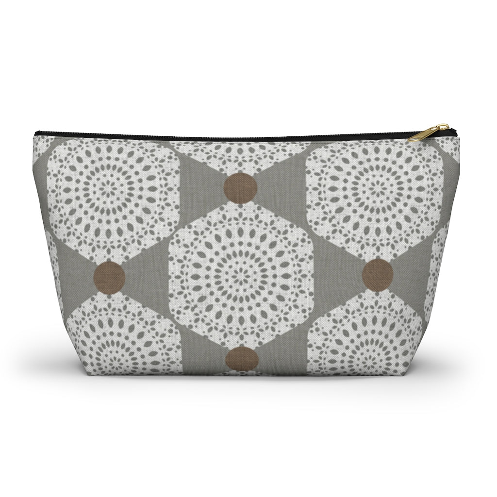 Lace Hexagon Accessory Pouch w T-bottom in Gray