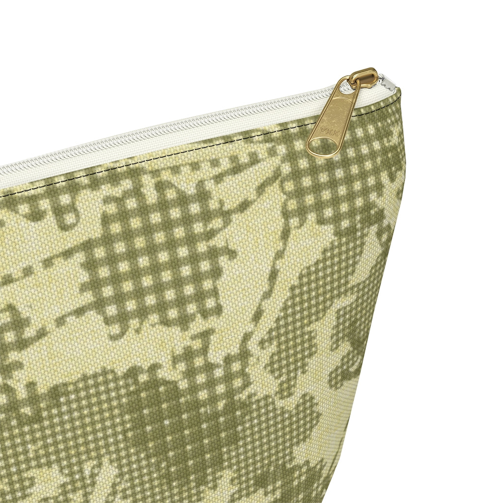 Floral Plaid Accessory Pouch w T-bottom in Green