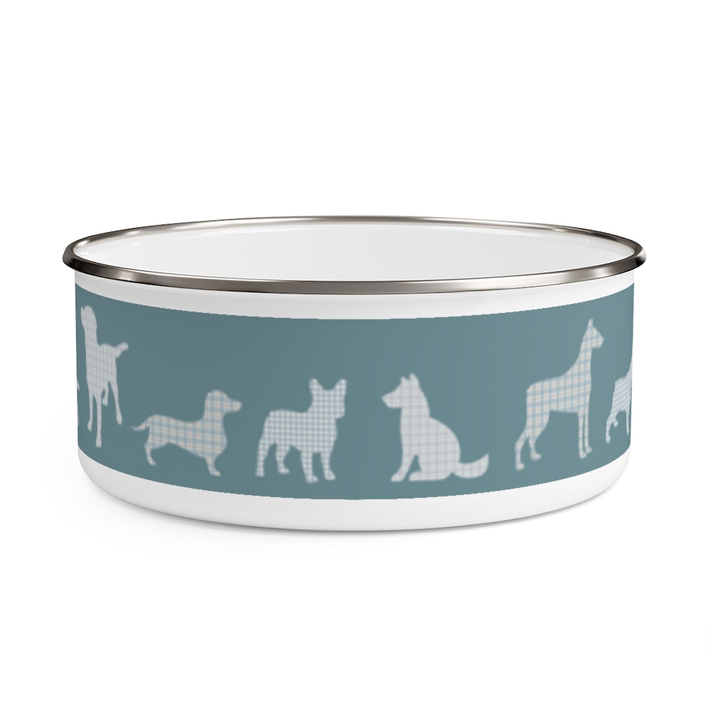 Dogs Enamel Bowl in Aqua