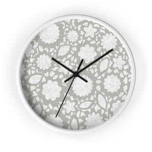 Floral Eyelet Lace Wall Clock in Gray