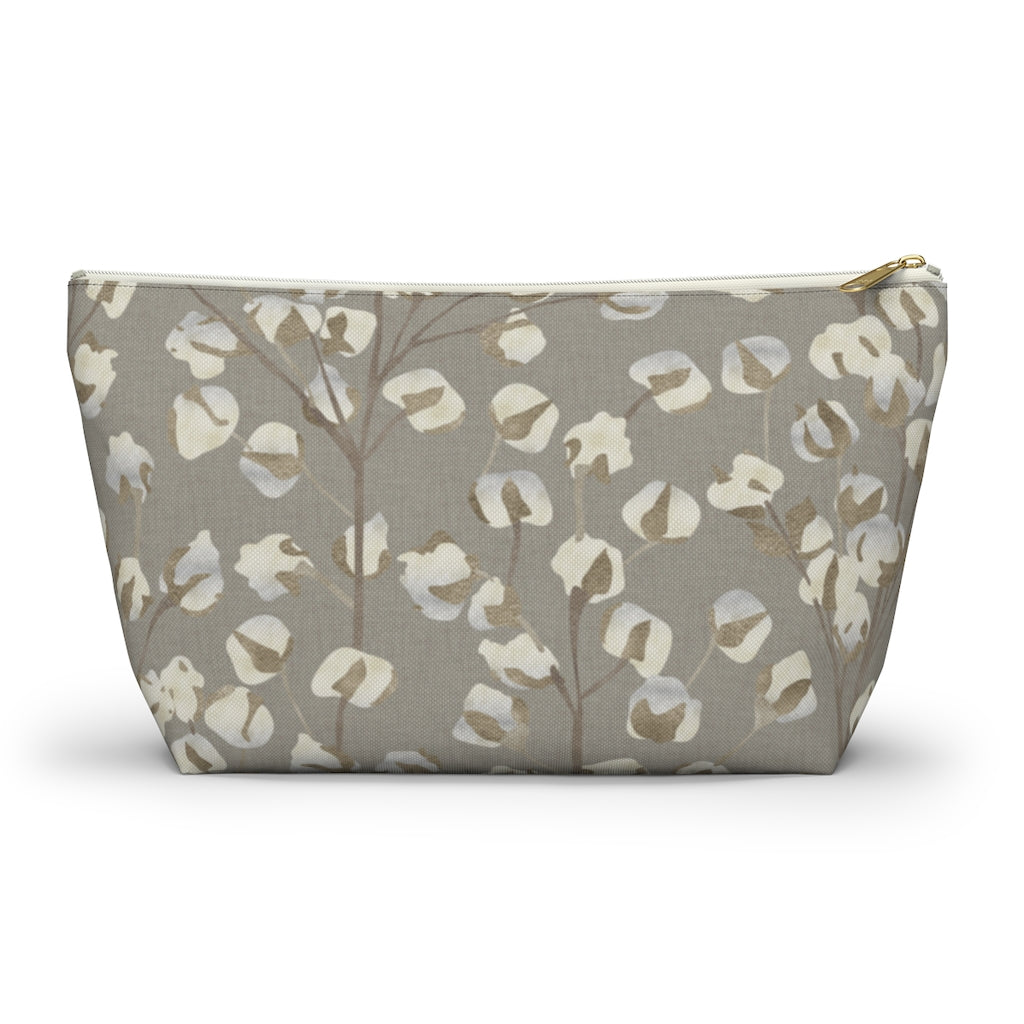 Cotton Branch Accessory Pouch w T-bottom in Brown