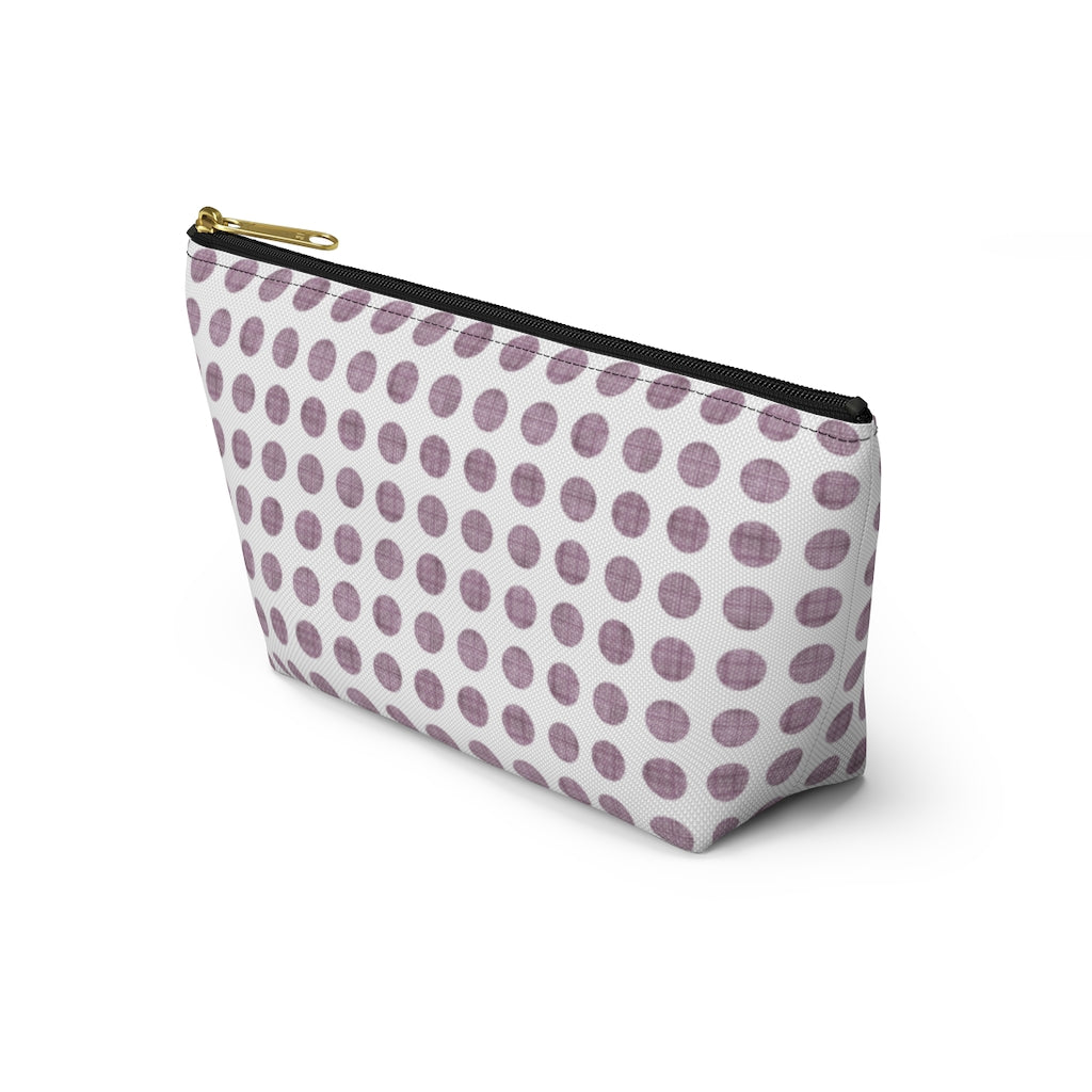Textured Polka Dots Accessory Pouch w T-bottom in Purple