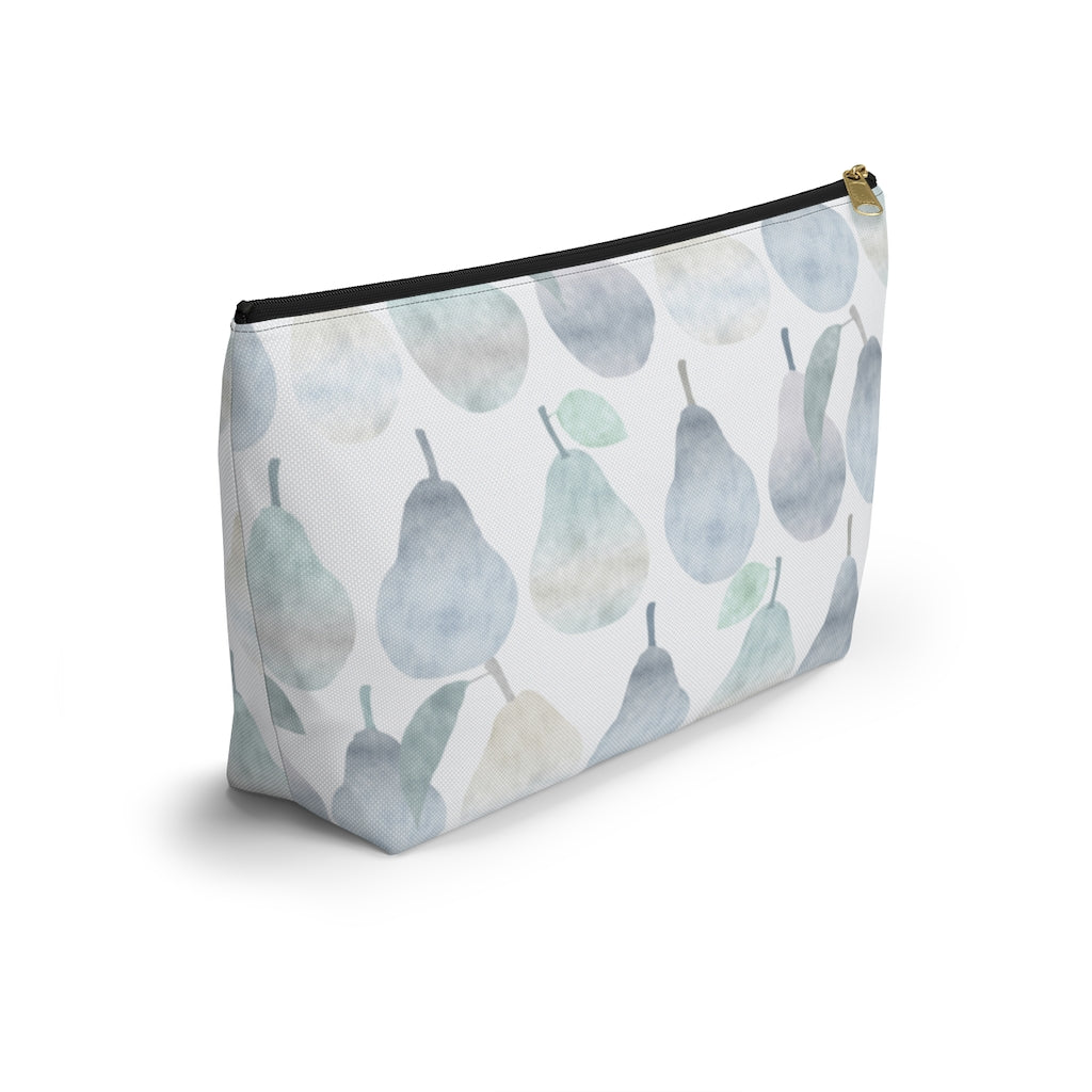 Watercolor Pears Accessory Pouch w T-bottom in Light Blue