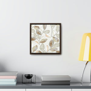 Cherry Plum Leaves Framed Gallery Wrap Canvas in Brown