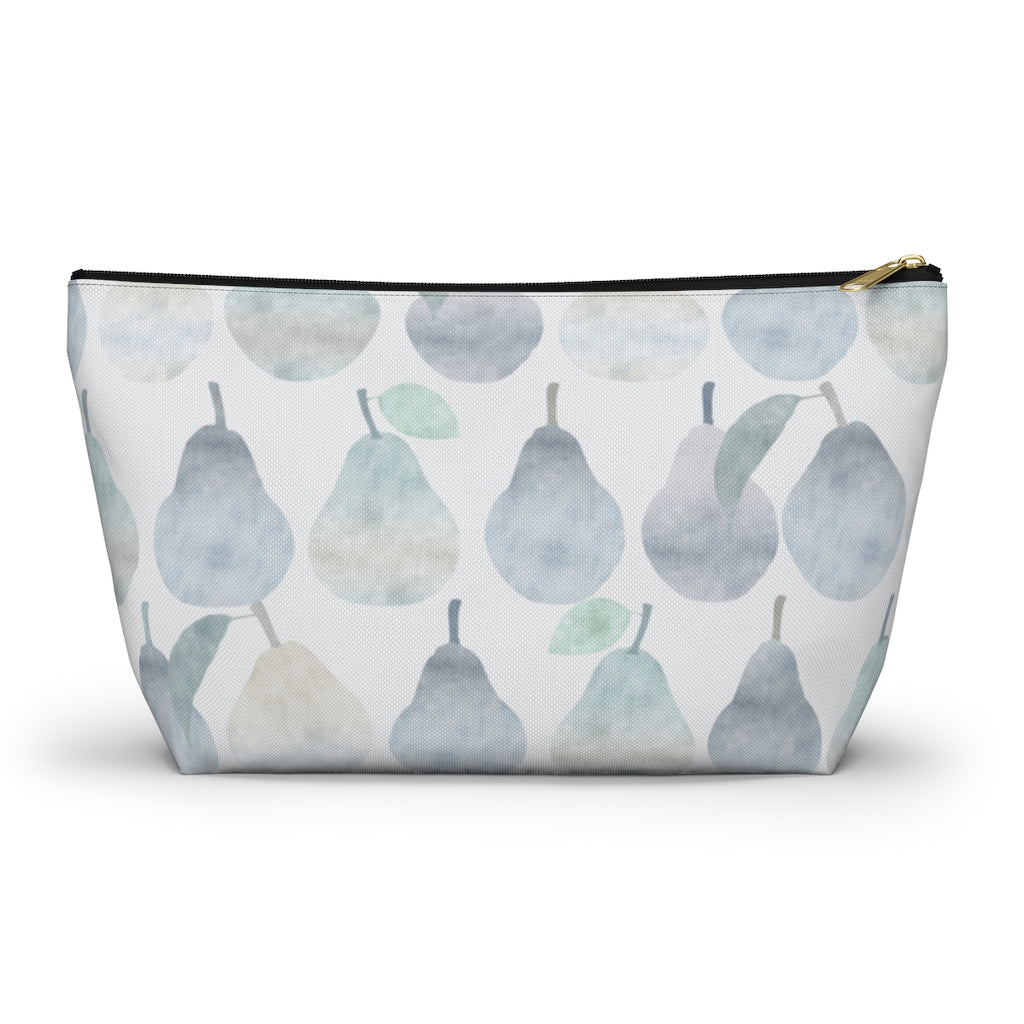 Watercolor Pears Accessory Pouch w T-bottom in Light Blue