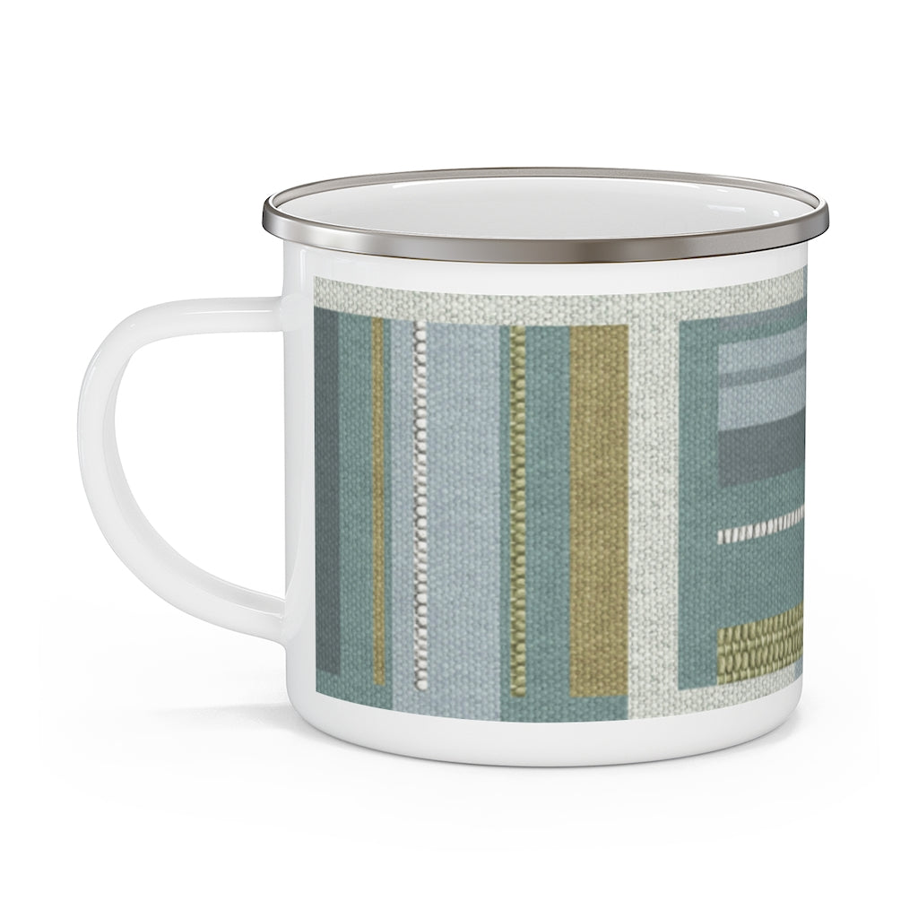 Bird Code Enamel Mug in Aqua