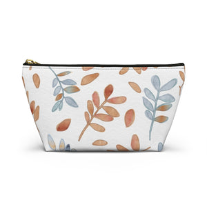 Watercolor Tossed Leaves Accessory Pouch w T-bottom in Orange