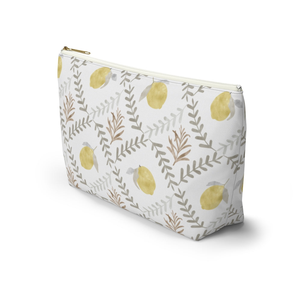 Lemon Tile Accessory Pouch w T-bottom in Gray