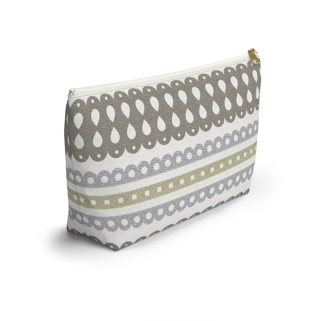 Ribbon Candy Accessory Pouch w T-bottom in Brown