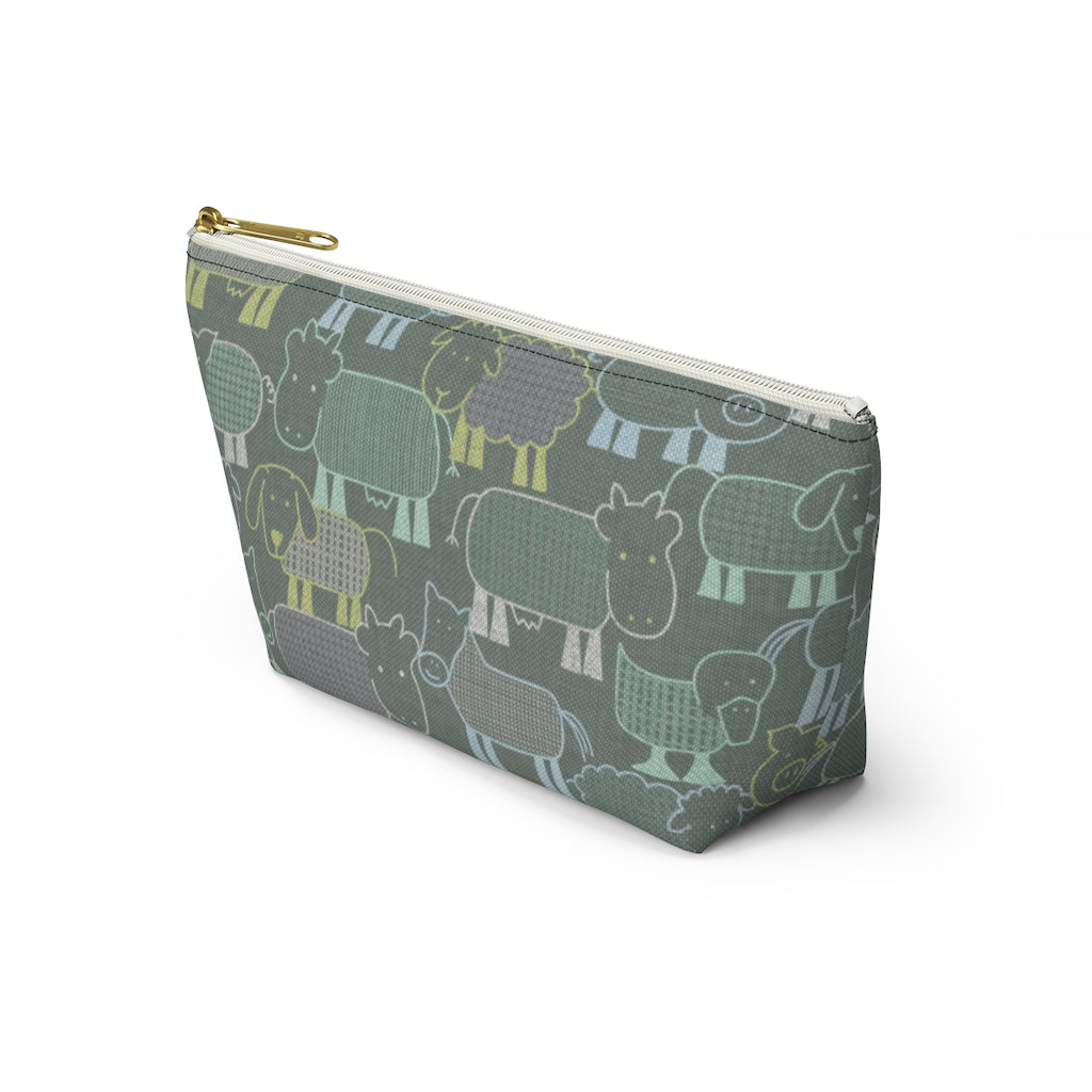 Animal Farm Accessory Pouch w T-bottom in Aqua