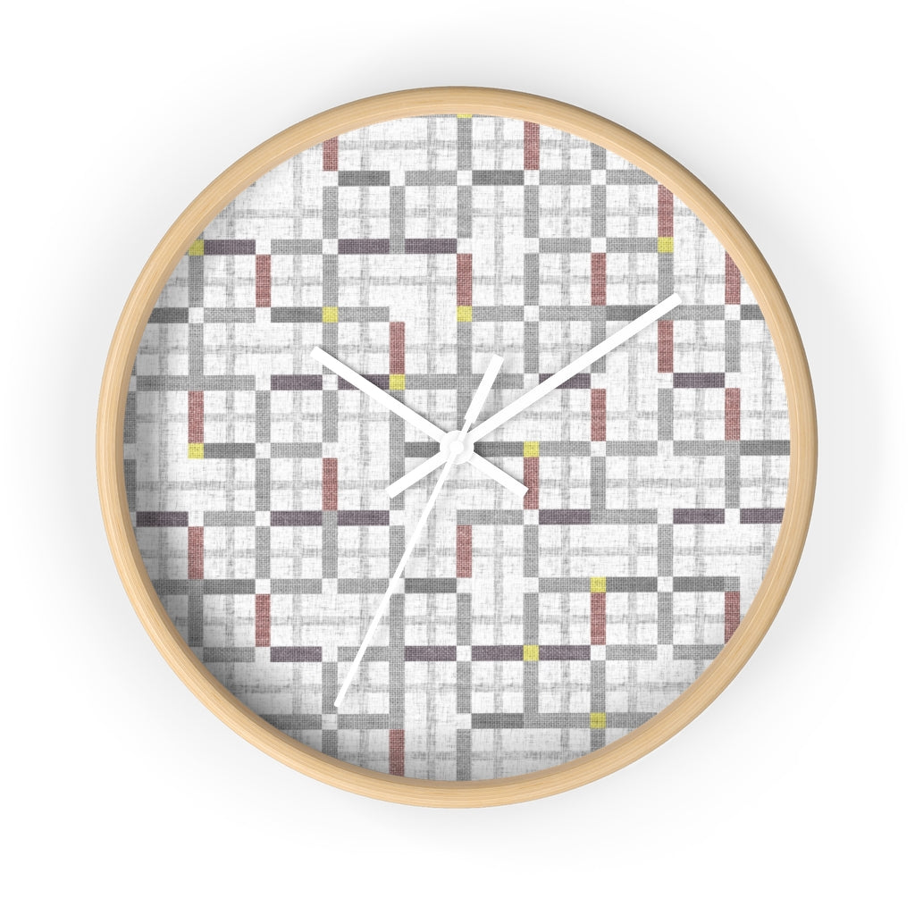 Modern Tartan Wall Clock in Gray