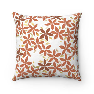 Snowbell Square Throw Pillow in Coral