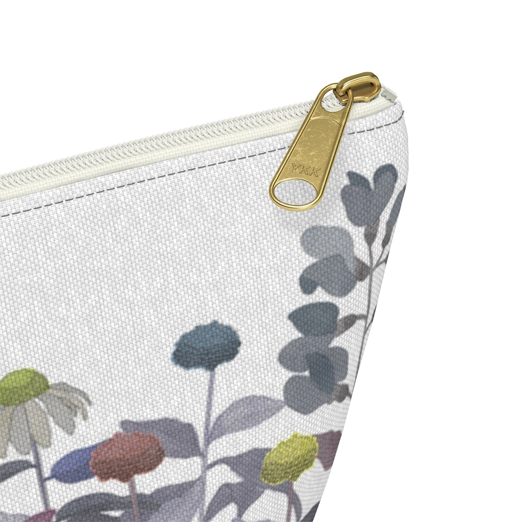 Illustrated Flowers Accessory Pouch w T-bottom in Purple