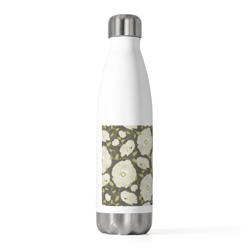 Floral Poppies 20oz Insulated Bottle in Brown