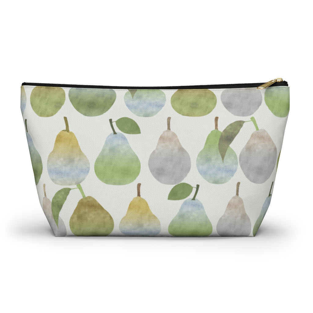 Watercolor Pears Accessory Pouch w T-bottom in Green