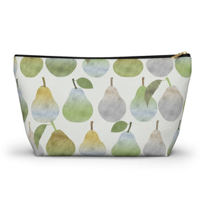 Watercolor Pears Accessory Pouch w T-bottom in Green