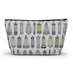 Stamped Leaves Accessory Pouch w T-bottom in Black