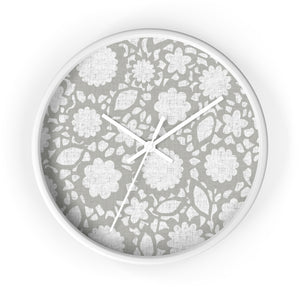 Floral Eyelet Lace Wall Clock in Gray