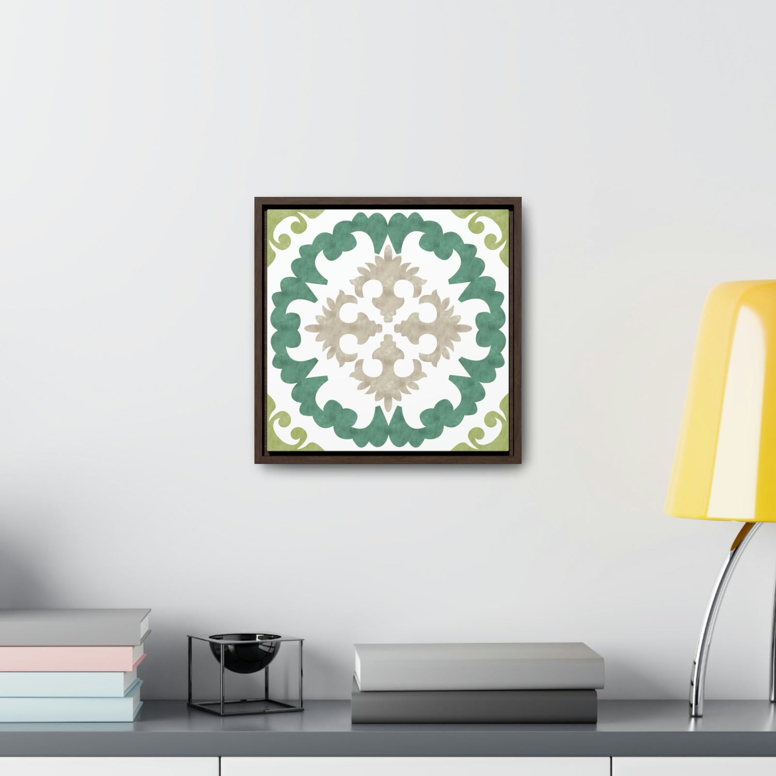 Seville Square Mini I Framed Gallery Wrap Canvas in Green