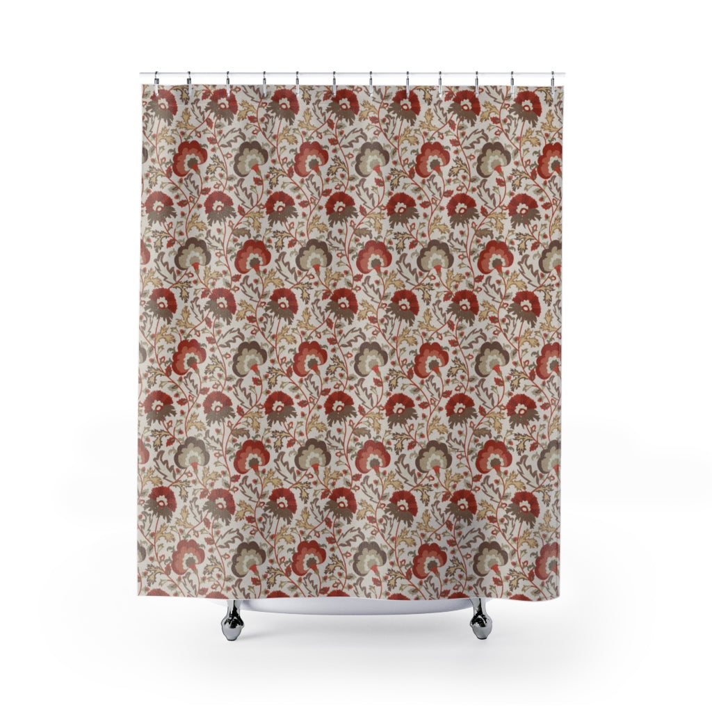Botanical Garden Shower Curtain in Coral