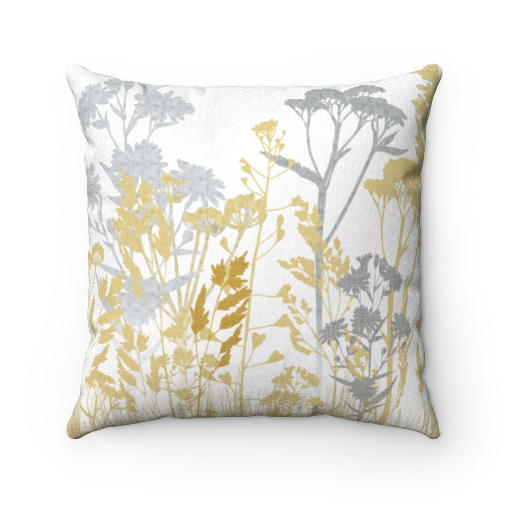 Springtime Square Throw Pillow in Gold