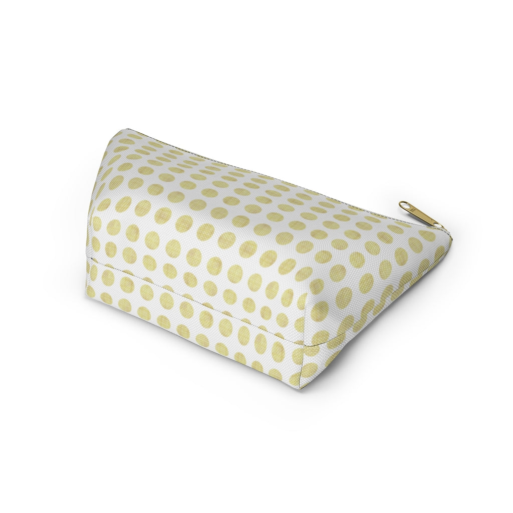 Textured Polka Dots Accessory Pouch w T-bottom in Yellow