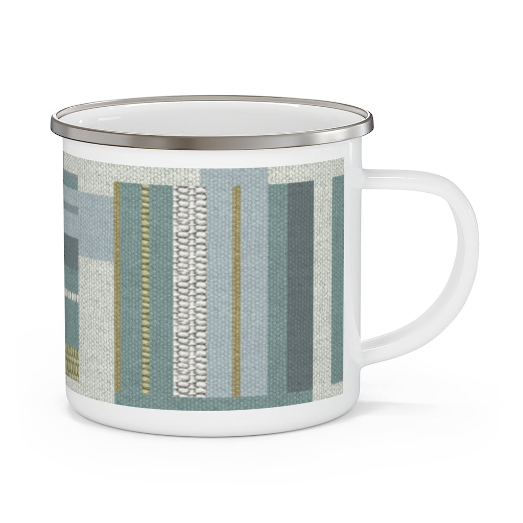 Bird Code Enamel Mug in Aqua