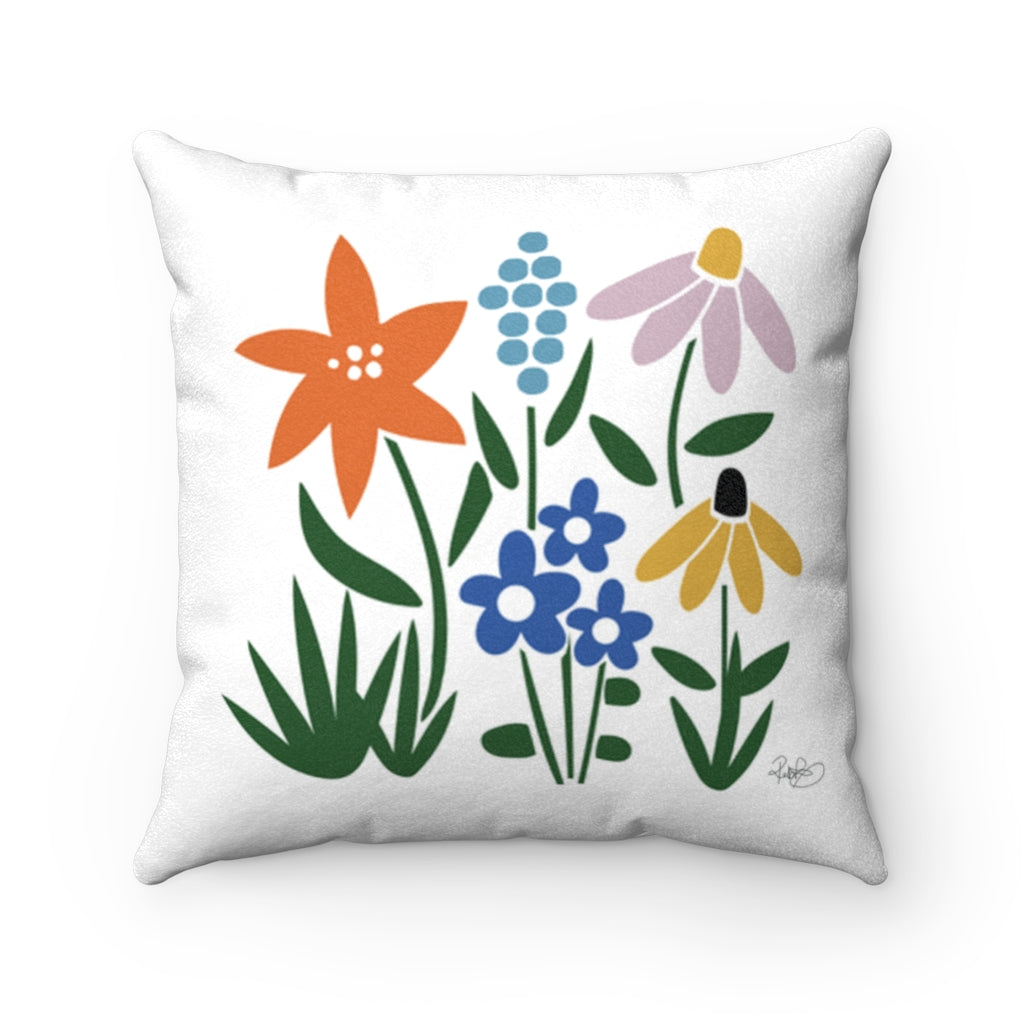 Flower Garden Square Throw Pillow