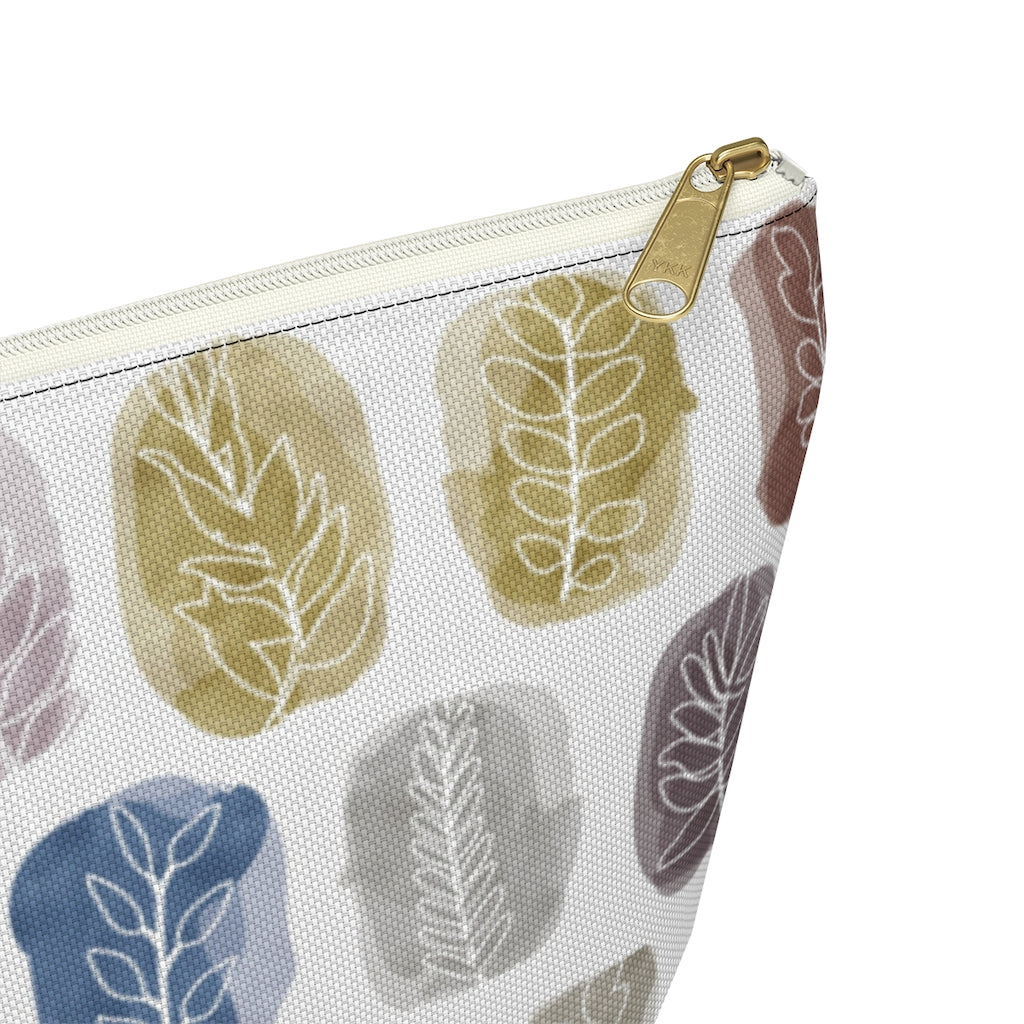 Watercolor Leaf Stamp Accessory Pouch w T-bottom in Purple