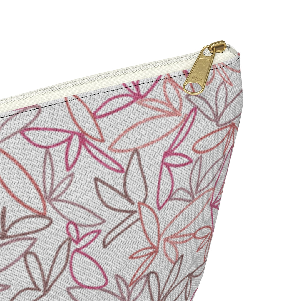 Sketch Leaf Accessory Pouch w T-bottom in Coral