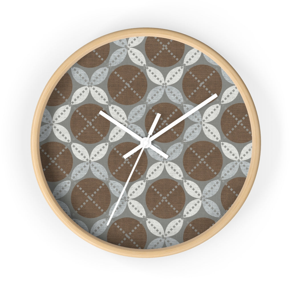 Leaf Ensconced Circle Wall Clock in Brown